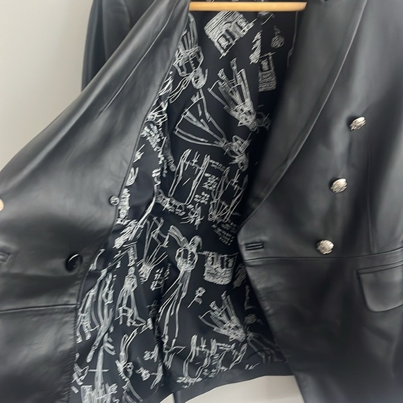 WHBM Black 100% Leather Jacket ECU - size 2 - Picture 5 of 8